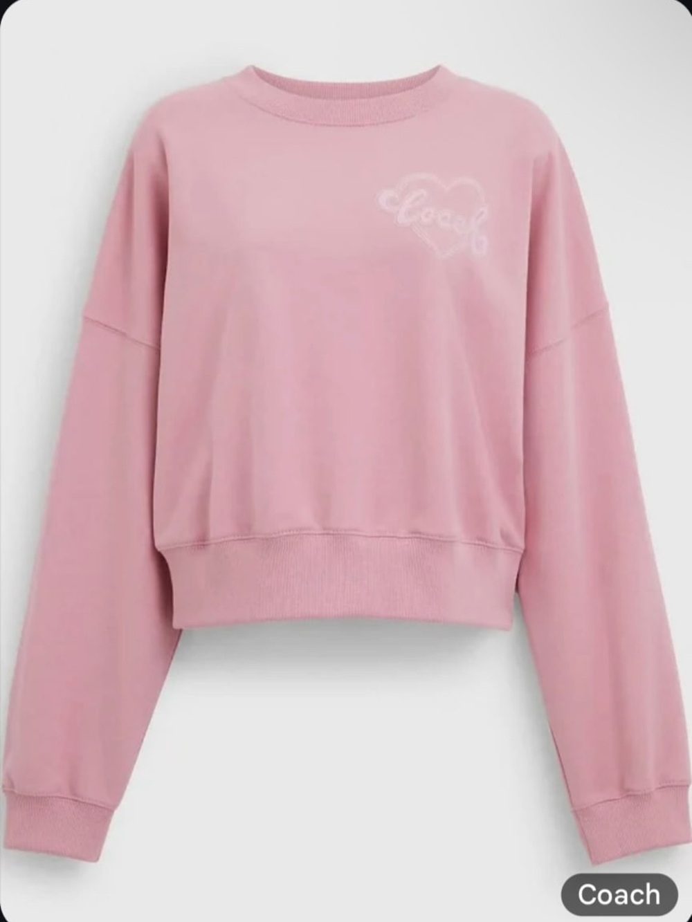 Coach Heart Crewneck Sweater in Dusty Pink